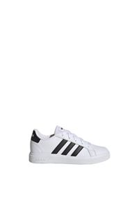 Buty do chodzenia dla dzieci Adidas Grand Court Lifestyle Tennis Lace-Up. Kolor: wielokolorowy, czarny, biały. Materiał: materiał. Sport: turystyka piesza