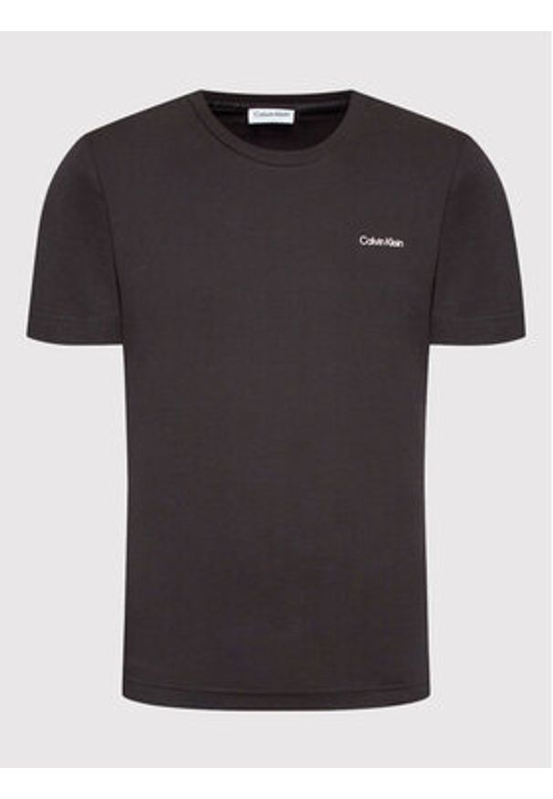 Calvin Klein T-Shirt Micro Logo Interlock K10K109894 Czarny Regular Fit. Kolor: czarny. Materiał: bawełna