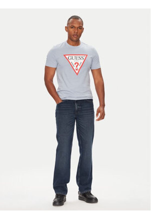 Guess T-Shirt M2YI71 I3Z14 Niebieski Slim Fit. Kolor: niebieski. Materiał: bawełna
