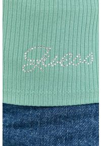 Guess longsleeve damski kolor zielony. Kolor: zielony. Materiał: materiał, wiskoza. Długość rękawa: długi rękaw. Długość: krótkie #4