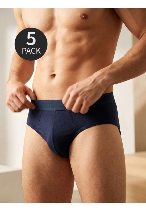Sinsay - Bawełniane majtki slipy 5 pack - granatowy. Kolor: niebieski. Materiał: bawełna