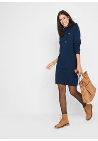 bonprix - Sukienka dresowa z kapturem. Typ kołnierza: kaptur. Kolor: niebieski. Materiał: dresówka. Styl: elegancki #3
