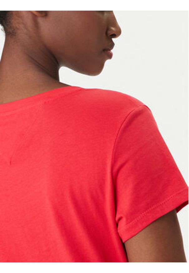 Tommy Jeans T-Shirt DW0DW20458 Czerwony Slim Fit. Kolor: czerwony. Materiał: bawełna