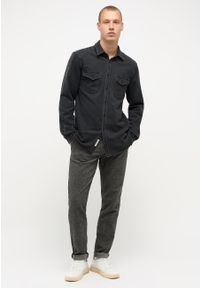 Mustang - Męska Koszula MUSTANG Clemens Knit Terry Shirt Denim Black 1014626 4000 800. Materiał: denim #3