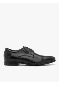 Ryłko - Czarne eleganckie półbuty męskie. Okazja: na spotkanie biznesowe. Kolor: czarny. Materiał: skóra, materiał. Wzór: gładki. Styl: elegancki #1