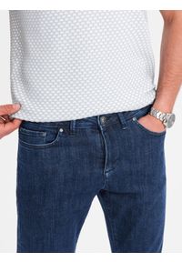 Ombre Clothing - Klasyczne spodnie męskie jeansy SLIM FIT z elastanem – ciemnoniebieskie V3 - Rozmiar: XXL. Kolor: niebieski. Materiał: jeans, elastan. Wzór: gładki, jednolity. Styl: klasyczny #2