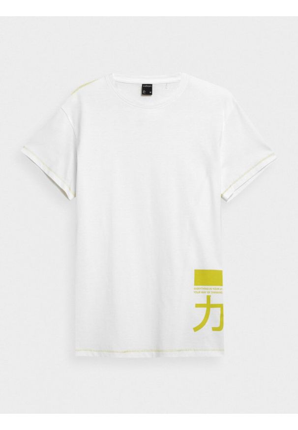 outhorn - T-shirt z nadrukiem męski. Materiał: bawełna, materiał. Wzór: nadruk. Styl: sportowy