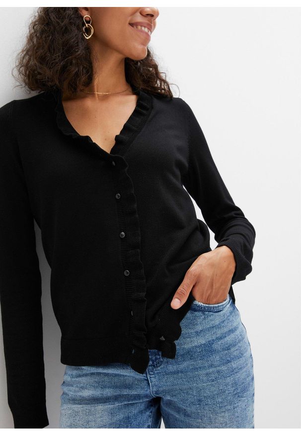 bonprix - Sweter rozpinany. Kolor: czarny