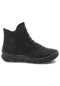 Czarne Botki Rieker Ocieplane Obuwie Damskie. Okazja: na co dzień. Kolor: czarny. Materiał: skóra ekologiczna. Styl: casual, elegancki #8