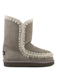 Mou - MOU ESKIMO BOOT 24 Śniegowce damskie. Okazja: na spacer. Wysokość cholewki: przed kolano. Kolor: szary. Materiał: materiał, wełna, zamsz. Szerokość cholewki: normalna. Sezon: zima. Styl: elegancki #1