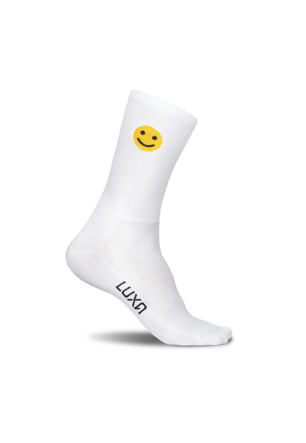 Skarpetki Rowerowe dla dorosłych LUXA Emoji. Kolor: biały. Materiał: elastan, poliamid