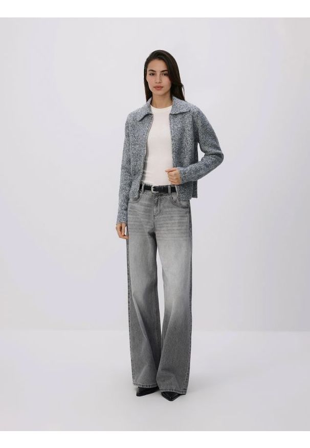 Reserved - Kardigan z domieszką wełny - szary. Kolor: szary. Materiał: wełna