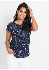 bonprix - Bluzka koszulowa. Kolor: niebieski. Długość rękawa: krótki rękaw. Długość: krótkie #1