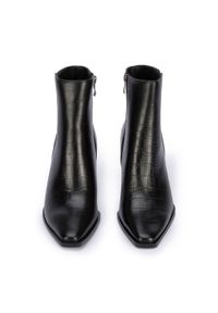 Wittchen - Botki ze skóry croco na szpilce czarne. Kolor: czarny. Materiał: skóra. Obcas: na szpilce. Styl: rockowy. Wysokość obcasa: średni #9