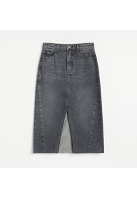 Reserved - Jeansowa spódnica midi - Szary. Kolor: szary. Materiał: jeans #1