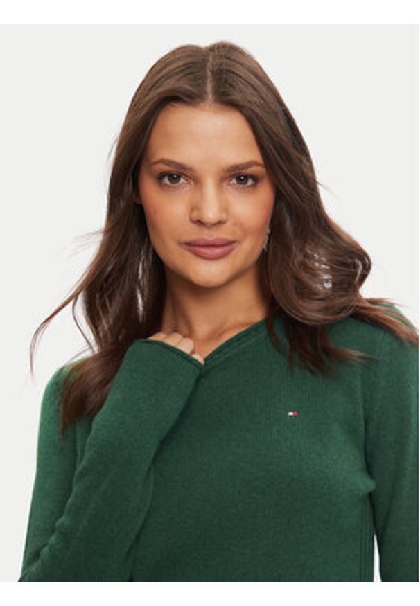 TOMMY HILFIGER - Tommy Hilfiger Sweter WW0WW44161 Zielony Regular Fit. Kolor: zielony. Materiał: wełna