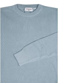 Męski Sweter z Dzianiny Bawełnianej - Colosseo - Zgaszony Błękit. Okazja: na spotkanie biznesowe, na co dzień. Kolor: niebieski. Materiał: bawełna. Styl: casual, elegancki, biznesowy #2