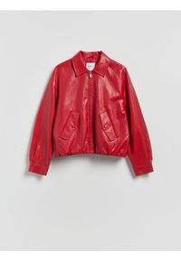Reserved - Kurtka bomberka - czerwony. Kolor: czerwony. Materiał: skóra #1