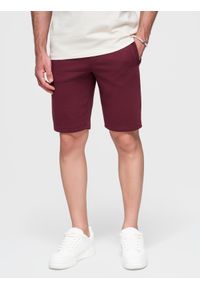 Ombre Clothing - Szorty męskie dresowe przed kolano BASIC – bordowe V3 - Rozmiar: M. Okazja: na co dzień. Kolor: czerwony. Materiał: dresówka. Styl: casual, sportowy