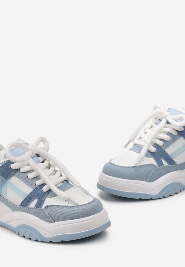 Renee - Niebieskie Sneakersy na Grubej Podeszwie z Szerokim Wiązaniem Iniestra. Okazja: na co dzień. Kolor: niebieski