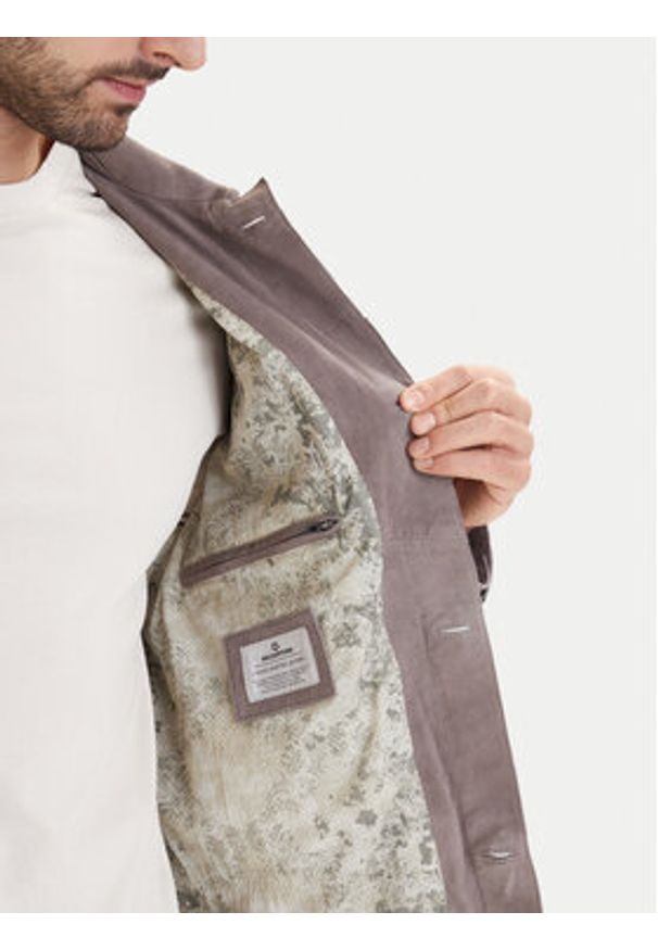 Milestone Kurtka skórzana Maurice 611613 60745 Brązowy Regular Fit. Kolor: brązowy. Materiał: welur