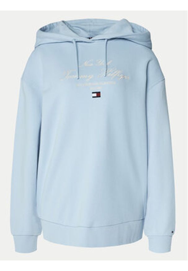 TOMMY HILFIGER - Tommy Hilfiger Bluza Modern Script Graphic WW0WW43842 Błękitny Regular Fit. Kolor: niebieski. Materiał: bawełna