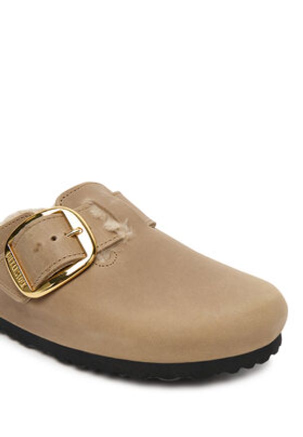 Birkenstock Klapki Boston Big Buckle Shearling 1030444 Brązowy. Kolor: brązowy. Materiał: skóra