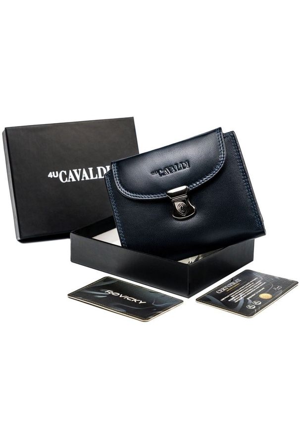 4U CAVALDI - Portfel damski granatowy Cavaldi RD-19-GCL-6405 NAVY. Kolor: niebieski. Materiał: skóra