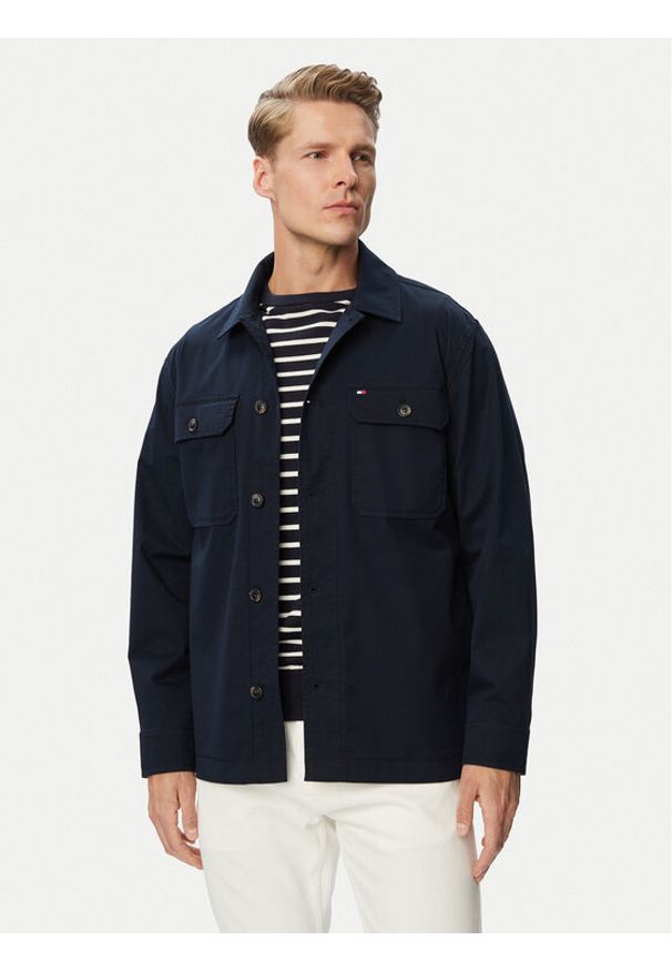 TOMMY HILFIGER - Tommy Hilfiger Kurtka przejściowa Blend MW0MW43471 Granatowy Regular Fit. Kolor: niebieski. Materiał: bawełna