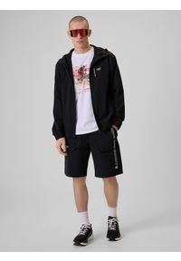 4f - 4F Spodenki casual męskie - czarne M. Kolor: czarny. Materiał: tkanina. Długość: krótkie #1