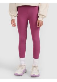 4f - 4F Legginsy dzianinowe dziewczęce - fioletowe 164 (13-14 lat). Okazja: na co dzień. Stan: podwyższony. Kolor: fioletowy. Materiał: dzianina. Wzór: gładki, ze splotem. Sezon: lato. Styl: casual, sportowy #2