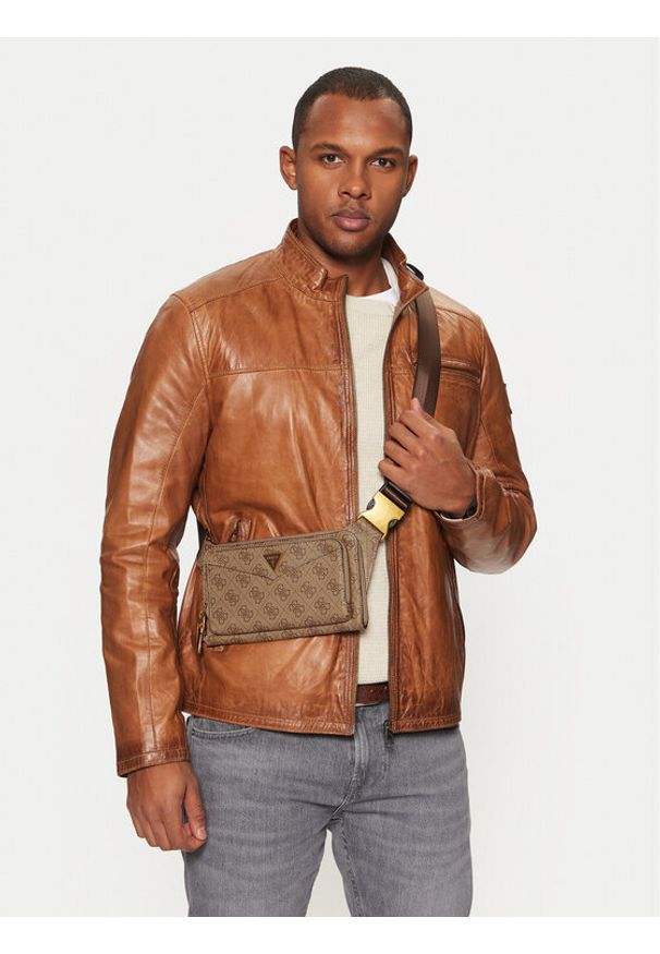 Guess Saszetka HMSILO P5114 Brązowy. Kolor: brązowy. Materiał: skóra