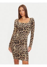 Marciano Guess Sukienka codzienna 4BGK12 6264A Brązowy Slim Fit. Okazja: na co dzień. Kolor: brązowy. Materiał: wiskoza. Typ sukienki: proste. Styl: casual