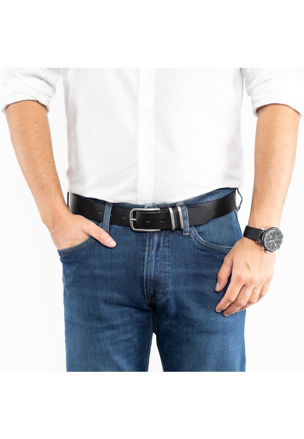 Tom Tailor - TOM TAILOR MĘSKI PASEK SKÓRZANY KLASYCZNY SKÓRA TG1046R69/790 35mm Gürtel Q.1869 0790 BLACK. Materiał: skóra. Wzór: paski. Styl: klasyczny