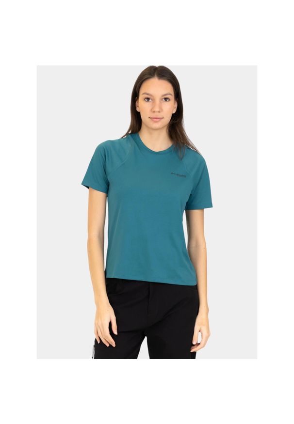 columbia - Koszulka sportowa damska Columbia Summit Valley. Kolor: zielony. Długość rękawa: krótki rękaw. Długość: krótkie. Sport: turystyka piesza