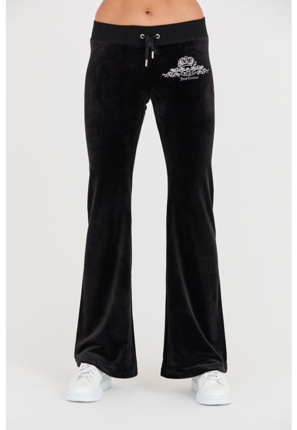 Juicy Couture - JUICY COUTURE Czarne damskie spodnie Arched Metallic Layla, Rozmiar L. Kolor: czarny