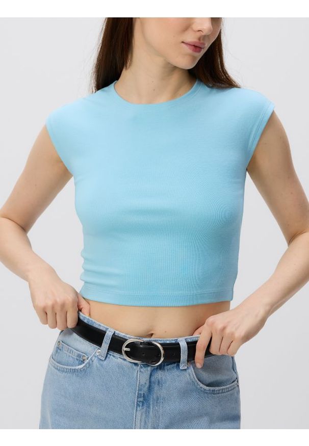 Reserved - T-shirt z modalem - turkusowy. Kolor: turkusowy. Materiał: bawełna