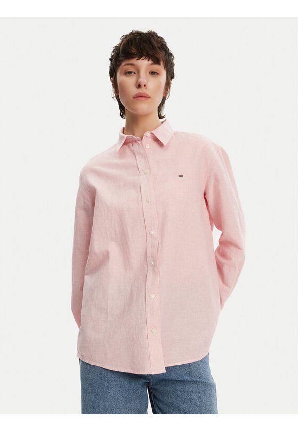 Tommy Jeans Koszula DW0DW20292 Różowy Relaxed Fit. Kolor: różowy. Materiał: bawełna