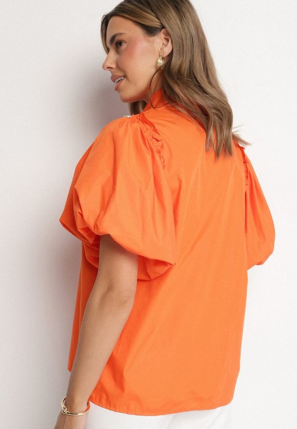 Born2be - Pomarańczowa Koszula Caneope. Typ kołnierza: kolnierz wykładany. Kolor: pomarańczowy. Materiał: tkanina. Wzór: aplikacja, gładki. Styl: klasyczny