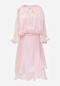 Born2be - Różowa Szyfonowa Sukienka Koktajlowa o Rozkloszowanym Kroju Thagune. Okazja: na randkę. Kolor: różowy. Materiał: szyfon. Styl: wizytowy #3