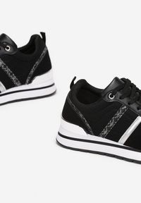 Born2be - Czarne Sneakersy Oliche. Kolor: czarny. Materiał: materiał. Szerokość cholewki: normalna. Wzór: aplikacja #6