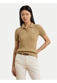 Lauren Ralph Lauren - LAUREN RALPH LAUREN Sweter 200932224011 Beżowy Slim Fit. Kolor: beżowy. Materiał: bawełna