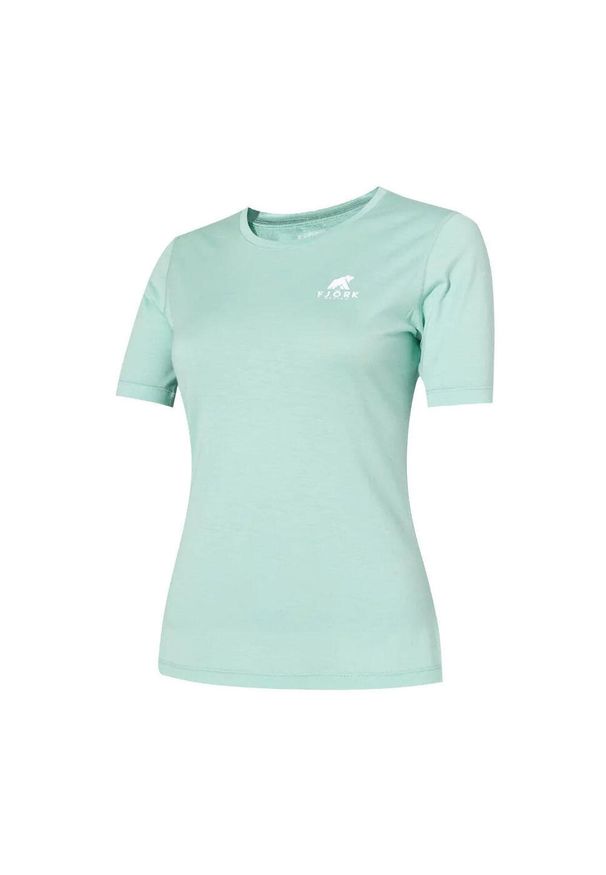 FJORK MERINO - Damska koszulka trekkingowa z merynosów. Kolor: zielony. Materiał: wełna. Sport: turystyka piesza