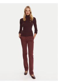 Marella Chinosy Rovo 2523136055 Bordowy Slim Fit. Kolor: czerwony. Materiał: bawełna #5