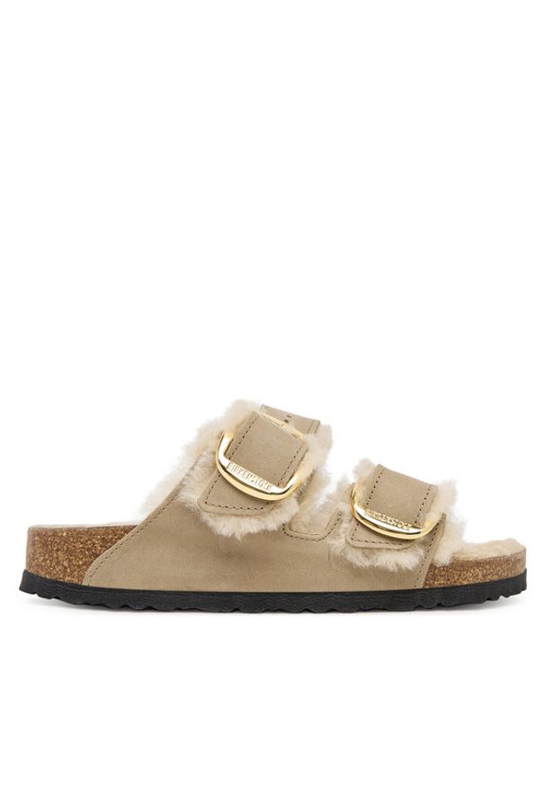 Birkenstock Klapki Arizona Big Buckle Shearling 1030384 Brązowy. Kolor: brązowy. Materiał: skóra