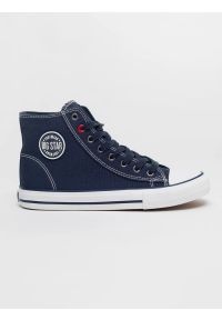 Big-Star - Trampki męskie wysokie granatowe JJ174608 403. Nosek buta: okrągły. Zapięcie: sznurówki. Kolor: niebieski. Styl: elegancki, sportowy