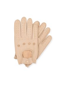Wittchen - Męskie rękawiczki skórzane samochodowe beżowe. Kolor: beżowy. Materiał: skóra. Sezon: wiosna, jesień, zima. Styl: rockowy, klasyczny, elegancki
