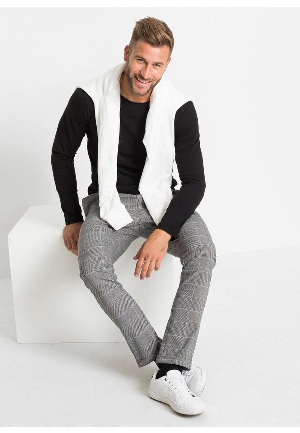 bonprix - Bluza z kapturem, z czystej bawełny. Typ kołnierza: kaptur. Kolor: biały. Materiał: bawełna. Wzór: prążki