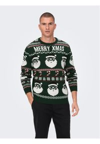 Only & Sons Sweter Xmas Santa 22023994 Zielony Regular Fit. Kolor: zielony. Materiał: syntetyk