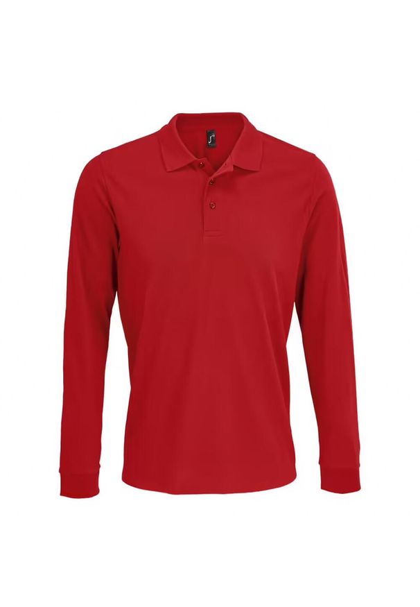 SOL'S - Koszulka Polo Z Długim Rękawem Dla Dorosłych Unisex Polycotton. Okazja: na co dzień. Typ kołnierza: polo. Kolor: czerwony. Długość rękawa: długi rękaw. Długość: długie. Styl: casual